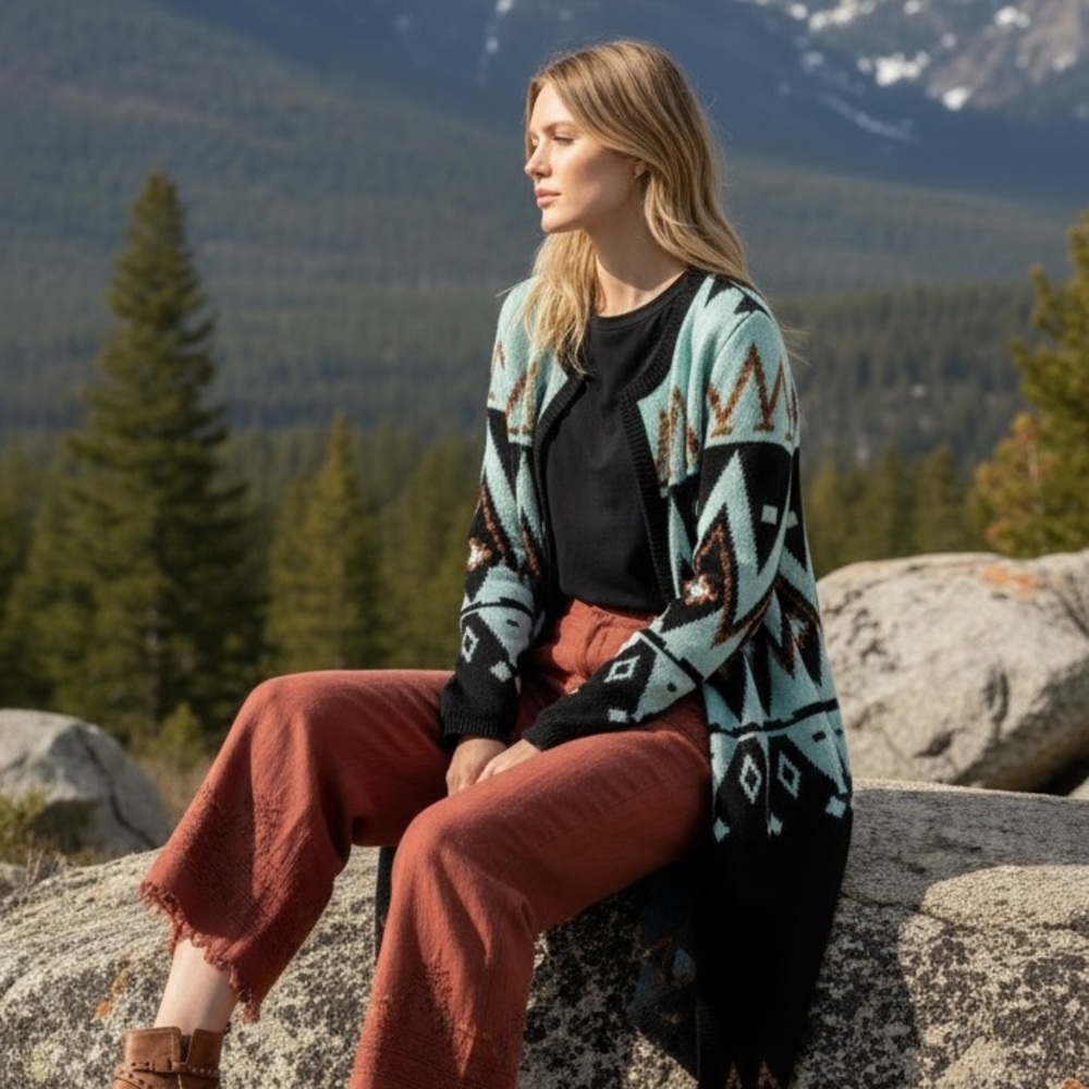 Selfie Couture Aztec-Inspired Cardigan - Size M/L - Picture 3 of 7